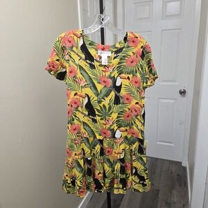 Pink Pineapple 100% Rayon Tropical Floral Dress